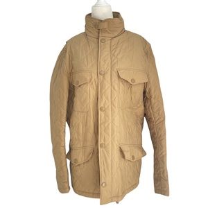 Barbour Quilted Hardwick Tan Hood Zip Up Jacket Coat XL